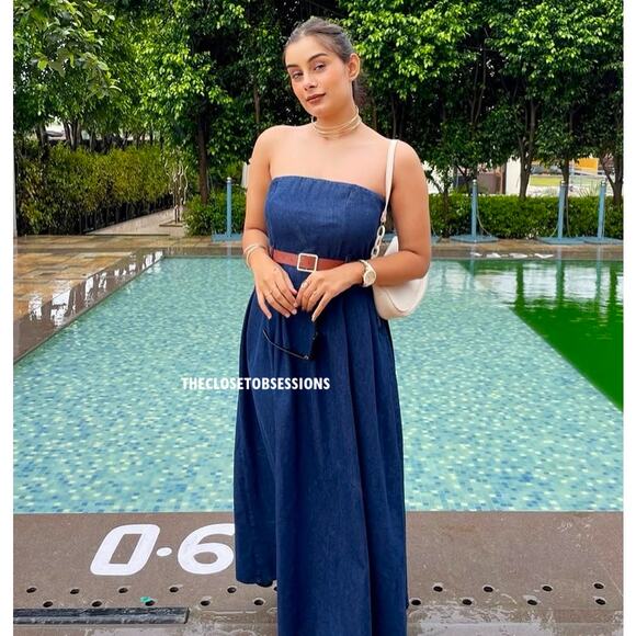 ZARA Blogger Fave Belted Strapless Dress NWT โจ Elegant A-Line Size M - Picture 12 of 16